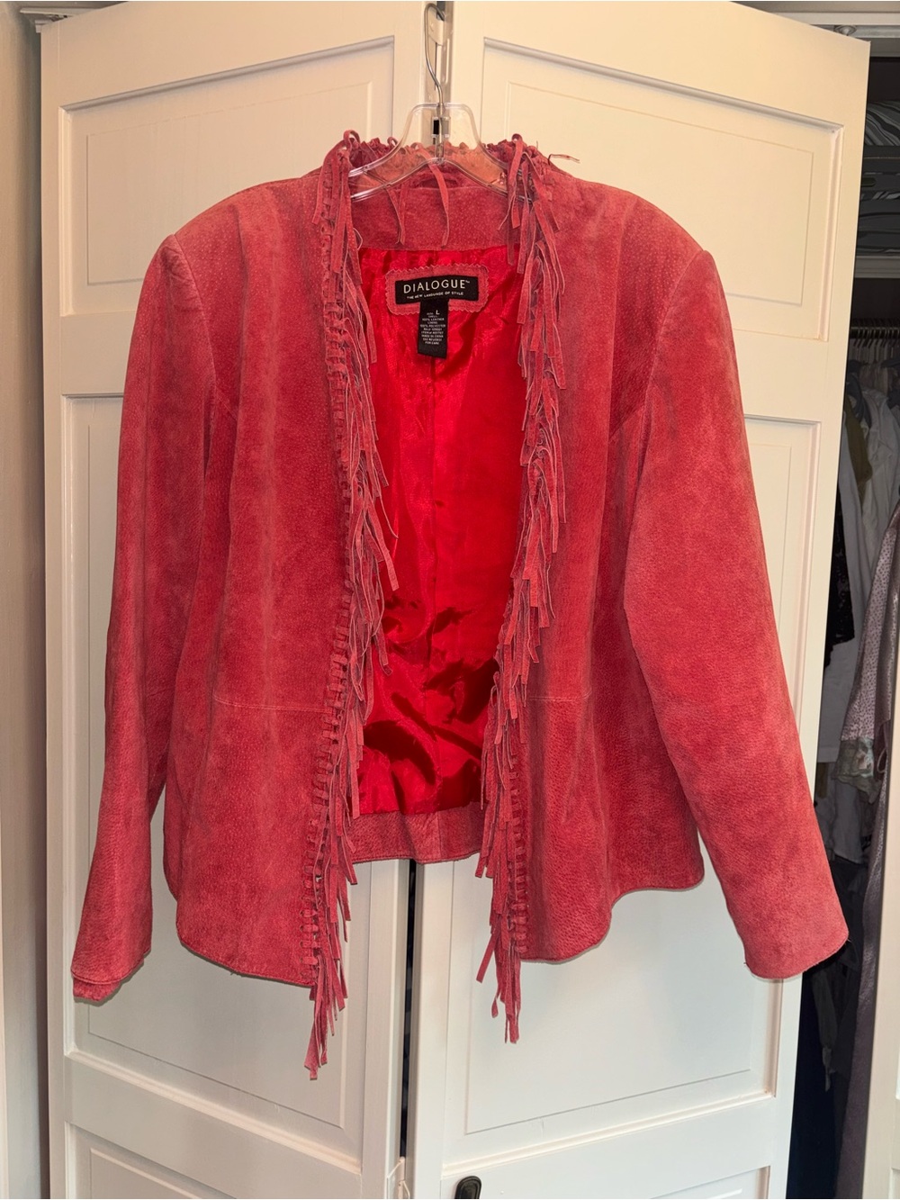 Pink Fringe Suede Leather Dialogue Coat